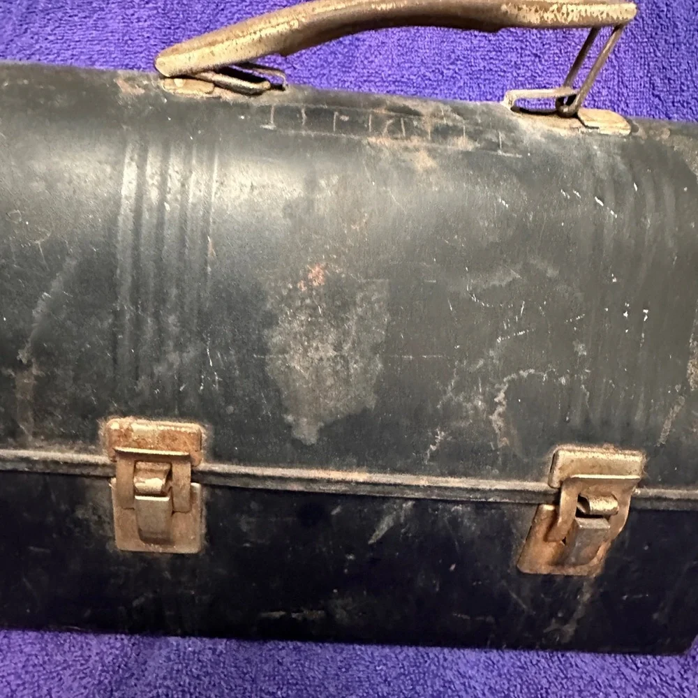 BLACK DOME METAL LUNCH BOX PAIL COAL MINERS STEEL VINTAGE